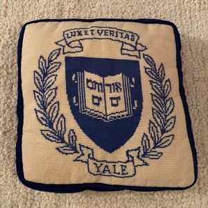 Yale University Crest Needlepoint Pillow